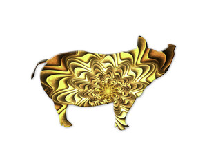 Pig Swine Hog symbol Golden Crispy icon logo illustration
