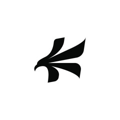 letter K initial eagle logo. Eagle head silhouette logo