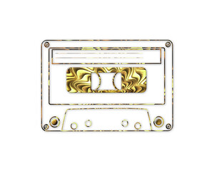 Retro Vintage Cassette Tape symbol Golden Crispy icon logo illustration