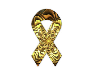 Cancer Awareness Ribbon symbol Golden Crispy icon logo illustration