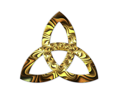 Trinity Knot, triquetra symbol Golden Crispy icon logo illustration
