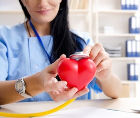 The female doctor cardiologist working in the clinic