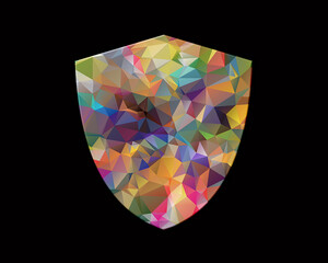 shield symbol Low poly icon Chromatic logo illustration