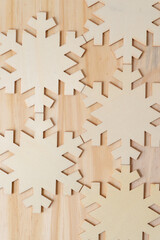 background with wooden snowflakes
