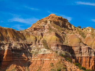 The Layered Rock Formations Seen in the Mountains of Palo Duro Canyon Texas