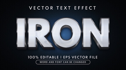 Iron text, white silver editable text effect style