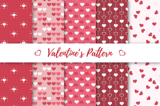 Flat valentine's pattern collection Free Vector
