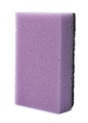 Purple cleaning sponge with abrasive black scourer isolated on white