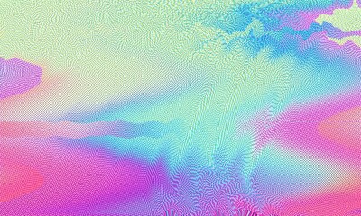 
Blurred Abstract Holographic gradient blended rainbow colors with  enhanced half tone, digital soft noise and grain textures for trending Lo-Fi background pattern