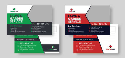 Creative corporate business Modern postcard EDDM design template,landscaping lawn care postcard, best lawn care Service postcard flyer template,cleaning lawn mowing garden postcard flyer poster