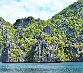 Beautiful limestone formations off the shores of Coron island in Palawan, Philippines