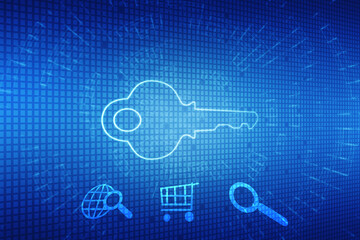 Digital key icon protecting data personal information. Data protection privacy Concept, Information privacy internet technology, Key to success or solution, Cyber Security Concept