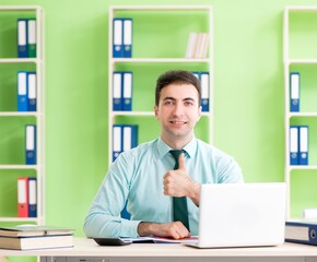 Male financial manager working in the office