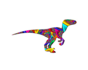 Dinosaur T rex Dino symbol Mandala icon chromatic logo illustration