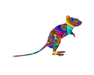 Rat Mouse symbol Mandala icon chromatic logo illustration