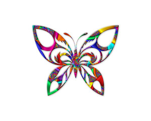 Butterfly symbol Mandala icon chromatic logo illustration