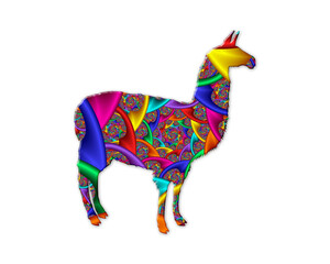Llama alpaca Lama symbol Mandala icon chromatic logo illustration