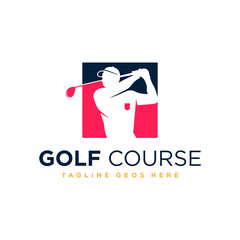 men golf sport illustration logo design