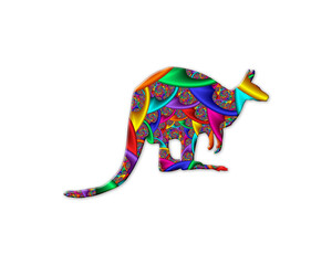 Kangaroo Animal symbol Mandala icon chromatic logo illustration
