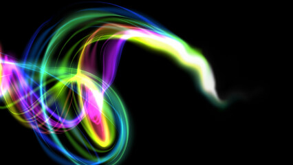 Beautiful abstract cosmic light rays background. Cosmic Magic neon mystical sparks, shine streaks. Glow wave wind lines effect. Futuristic smoke wave power energy glare splash