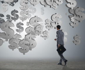 Businessman in financial concept with american dollar