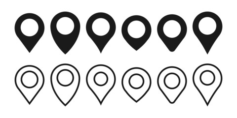 Location pin icon. Map pin place marker. Location icon. Map marker pointer icon set. - obrazy, fototapety, plakaty