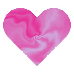 Pink heart with silk texture, symbol of love. Romantic Valentine's day love sign, isolated on white background.