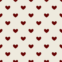 Seamless pattern with hearts. Abstract pattern Valentine's Day with red hearts. Pastel background with cute confetti.