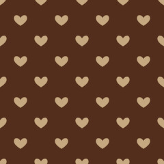 Seamless pattern with hearts. Abstract pattern Valentine's Day with brown hearts. Pastel background with chocolate heart.