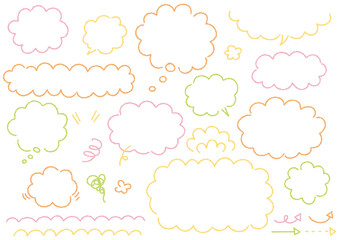 手書きのもこもこ吹き出しセット（デコボコの線）