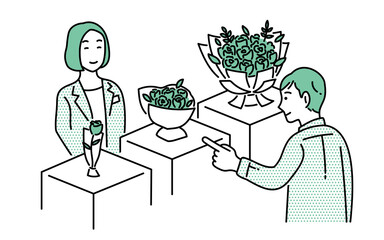 ゴルディロックス効果　おとり効果　商品を選ぶ人のイラスト