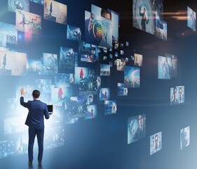 The concept of streaming video with businessman