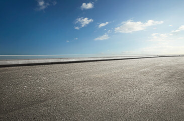 Panoramic.empty asphalt road with beautiful blue sky
