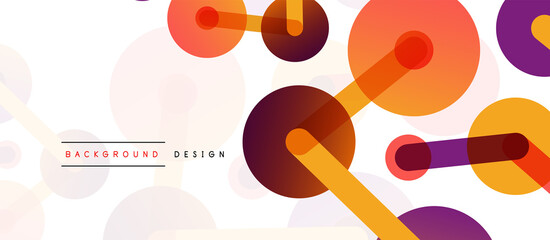 Abstract background. Round dots connected by lines. Trendy techno business template for wallpaper, banner, background or landing