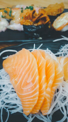 Japanese food sashimi salmon in japan restaurant