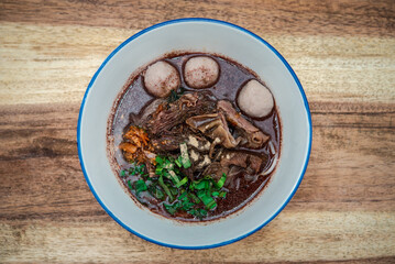 Braised beef clear noodle with meat ball soup stew