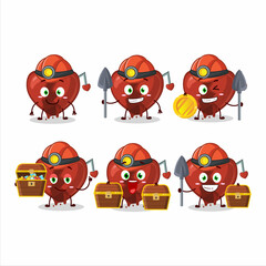 miners broken heart love cute mascot character wearing helmet