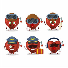 Pilot cartoon mascot broken heart love with glasses