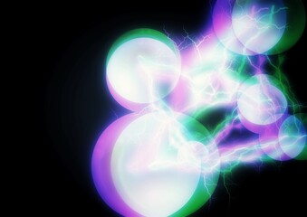 Fototapeta na wymiar 光の線で連結された球体のイラスト