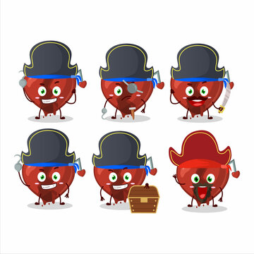 Cartoon character of broken heart love with various pirates emoticons
