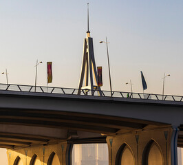 Shot of a mast of flyover bridge. City