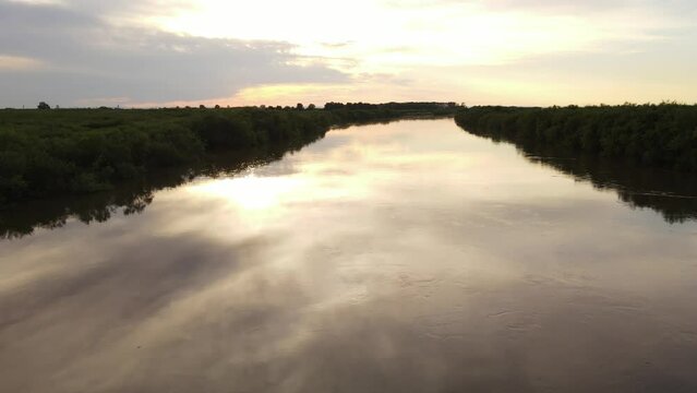 canals of the Selenga River at the mouth