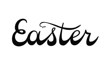 Lettering on the theme of Easter. Black vector image on a white background universal lettering for use. You can design postcards, banners for the site, social networks, booklets and other typography. 