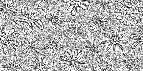 Floral background, flowers in shades of gray, vector design