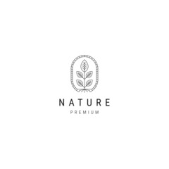 Nature flower line logo design template
