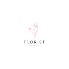 Nature flower line logo design template