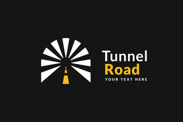 elegant tunnel road logo modern minimal style design, perspective concept, vector graphic - obrazy, fototapety, plakaty