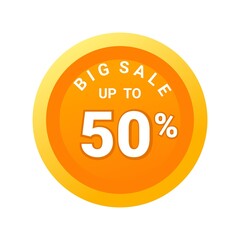 Big sale up to 50% off all sale styles in stores and online, Special offer sale 50 percent discount 3D number tag voucher vector illustration. season label summer sale coupon promo banner holiday