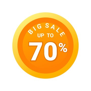 Big sale up to 70% off all sale styles in stores and online, Special offer sale 70 percent discount 3D number tag voucher vector illustration. season label summer sale coupon promo banner holiday