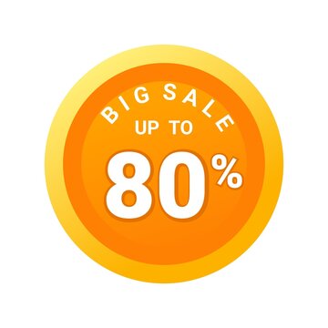 Big sale up to 80% off all sale styles in stores and online, Special offer sale 80 percent discount 3D number tag voucher vector illustration. season label summer sale coupon promo banner holiday